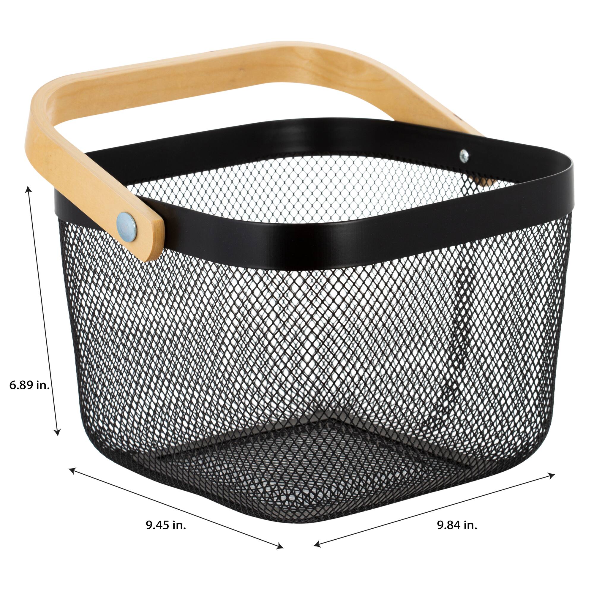 Simplify Black Mesh Tote with Bamboo Handle